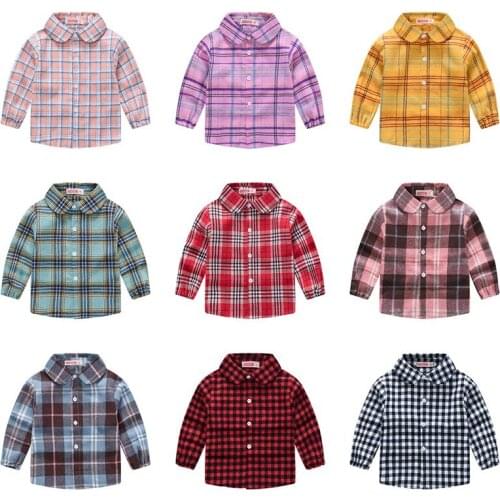 Yocute Kids Wear 2021 New Spring Autumn Boy Girl Plaid Casual Fashion Shirt Colorful Choice Cotton Soft Children Top 2-7 Years