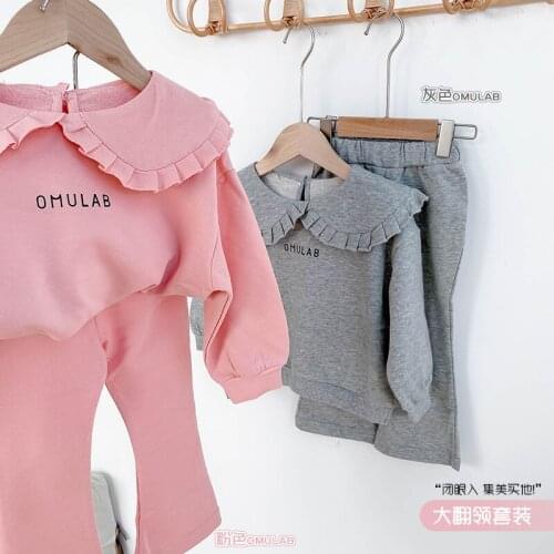 Childrens Set Full Sleeve Regular Turn Down Collar Pullover Coat Cotton New Fashion Cute Sweet Spring Autumn Kids Fit for Girls