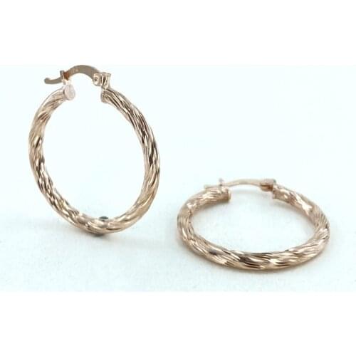 Italian Laser Top Quality 28 mm Rosegold Silver Ring Earrings
