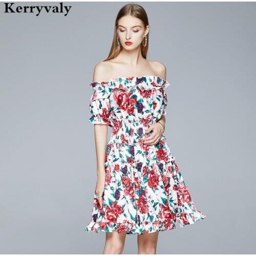 Summer Horizontal Neck Off-Shoulder Sexy Dress Ropa Mujer Verano 2021 Elastic Waisted Ruffles Plus Size Holiday Beach Dress K305