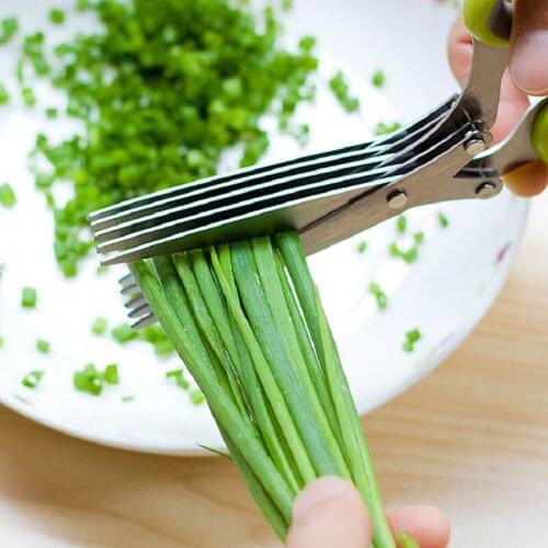 Multifunctional Kitchen Accessories Stainless Steel 5 Layers Chopped Green Onion Chopped Food Seasoning Scissors Kitchen