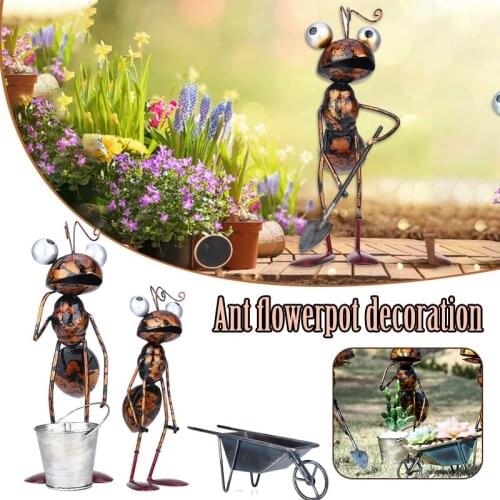 Ant Succulent Flower Pot Ornaments Innovative Handicraft Metal Home Balcony Garden Lawn Decoration can CSV