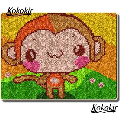 DIY embroidery needlework sets knooppakket cushion Crocheting latch hook kits rug monkey vloerklee diy tapijt cross stitch kits