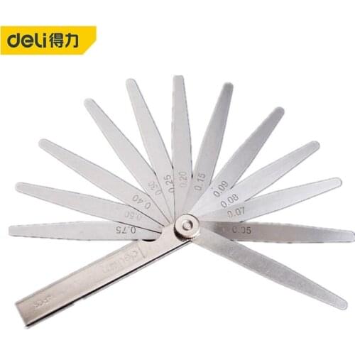 Deli 14Pcs Blades Universal Thickness Gage Set Metric Guage Stainless Steel Feeler Gauges High Accuracy Gap Measuring Tools