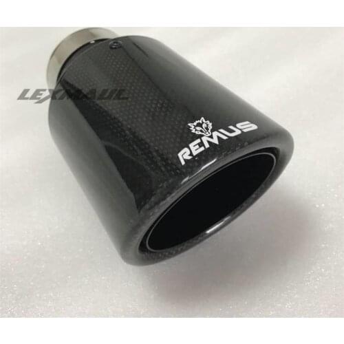 Car accessories universal modiflcation stainless steel single exhaust pipe full carbon remus matt black cover muffler tip
