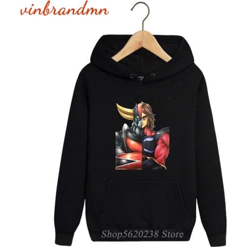 Newest Fashion Anime Mazinger Z Men Printed Funny Hoodies Harajuku Sweatshirt Goldrake UFO Robot Hoodies Fleece Pocket Hoodie