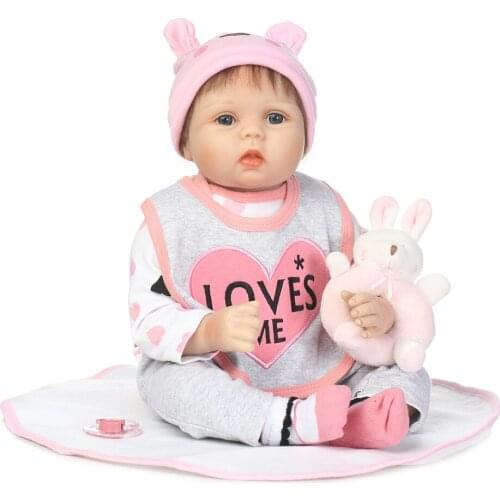 NPKCOLLECTION brand reborn girl dolls 22"55cm soft silicone reborn baby dolls rooted hair with rattle bonecas Bebes reborn