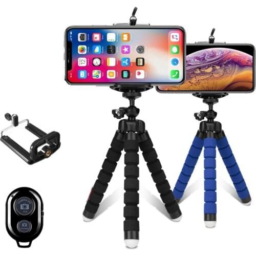 Portable Bluetooth tripod mini flexible sponge octopus tripod suitable for mobile phone iPhone Samsung Xiaomi Gopro 8 7 camera