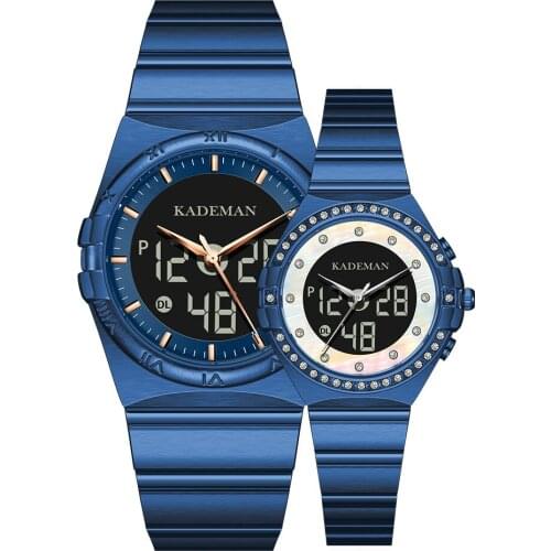 KADEMAN 9079 Simple Steel Belt Waterproof Quartz Watch Womens Watch Trend Mens and Women Couple Pair Watch