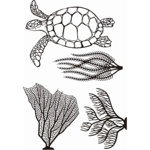 Seaweed tortoise Transparent Clear Stamps for DIY Scrapbooking/Card Making/Kids Christmas Fun Decoration ST0480