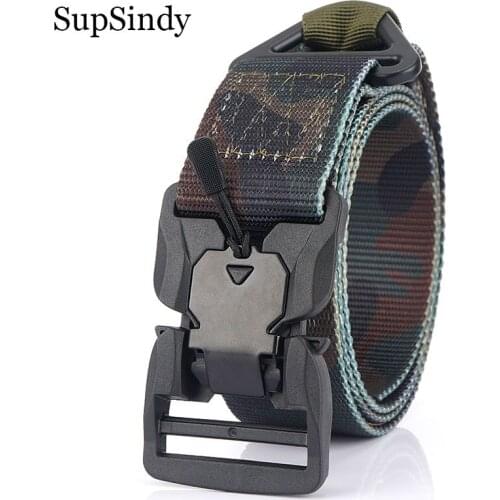 SupSindy Army Military Men Real nylon tactical belt Quick release magnetic buckle canvas belt jeans Waistband outdoor male strap
