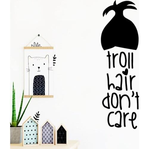 Romantic troll hair don't care Wall Sticker Pvc Removable For Kids Rooms Removable Decor Wall Decals