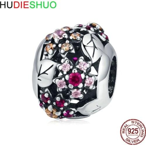 Flowers s925 sterlingsilver beads fashion European and American beaded bracelet diy jewelry accessories