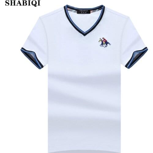 SHABIQI Mens Tops Tees 2021 Summer Short Sleeve Men Solid Fashion Cotton Casual Mens V Neck Brand T Shirt Clothing S-10XL