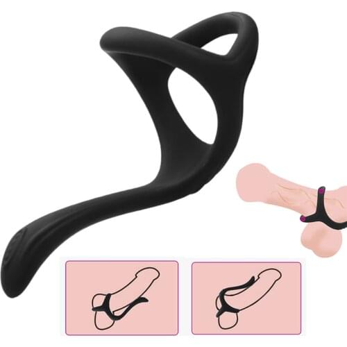Silicone Dual Cock Ring Male Chastity Cage Delayed Ejaculation Penis Ring Cockring Erection Trainer Sex Toy for Men Masturbator