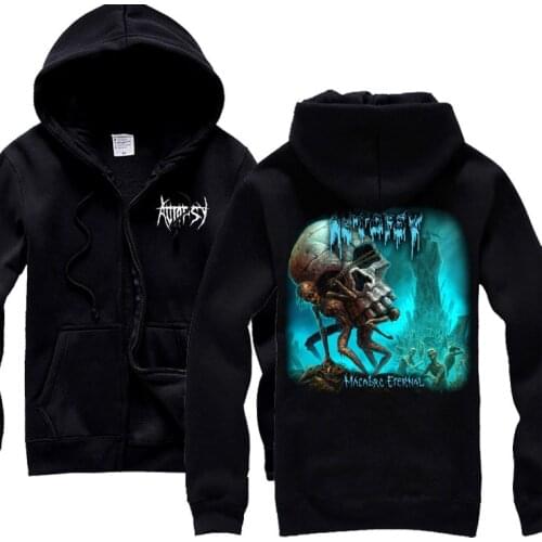 10 designs Zipper horrible Autopsy Rock Black Hoodies jacket punk hardrock sweatshirt fleece demon zombie sudadera tracksuit