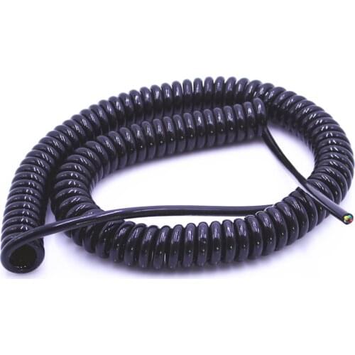 4 core spring telescopic wire spiral cable 24AWG0.2mm 20AWG0.5mm 17AWG1.0mm 14AWG2.0mm stretchable extension wire