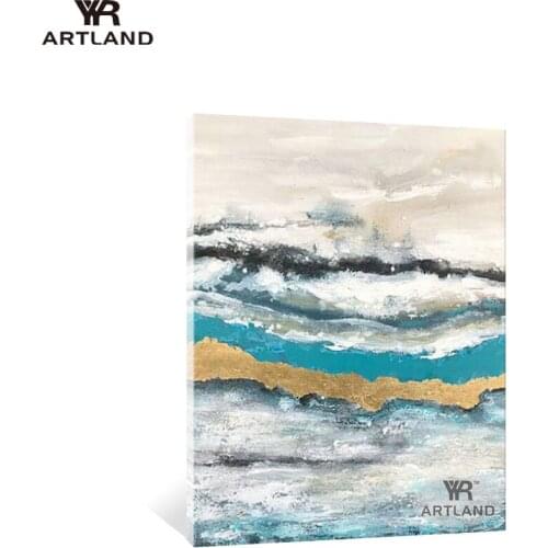 YYR-ARTLAND Free shipping Handmade oil painting on canvas abstract gold line pictures wall decoration for living room Entrance