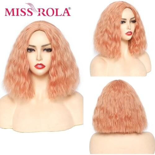 MISS ROLA Pink Ombre Light Ash Brown Blonde Wavy Wig Cosplay Party Daily Synthetic Wig for Women High Density Temperature Fibre