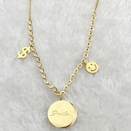 Hot Sell Smiling Face 2020 Fashion New Goddess Luxury Women Necklace Gold Color Luxe Jewelry Stainless Steel