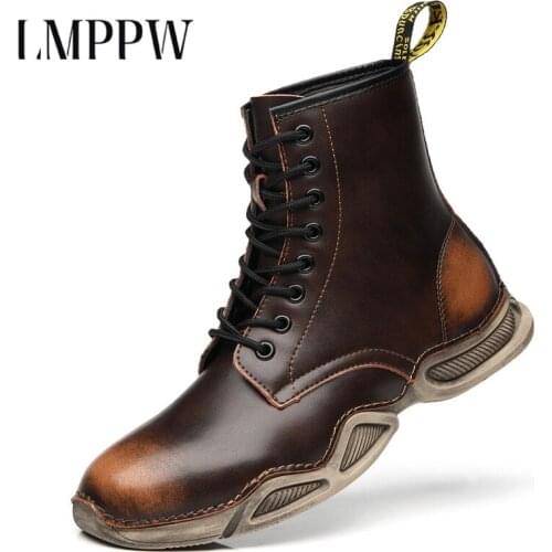 2021 Winter Ankle Boots Leather Shoes Warm Fur Motorcycle Boots Outdoor Luxury Brand Platform Boots Hight-Top Military Boot 2.5a