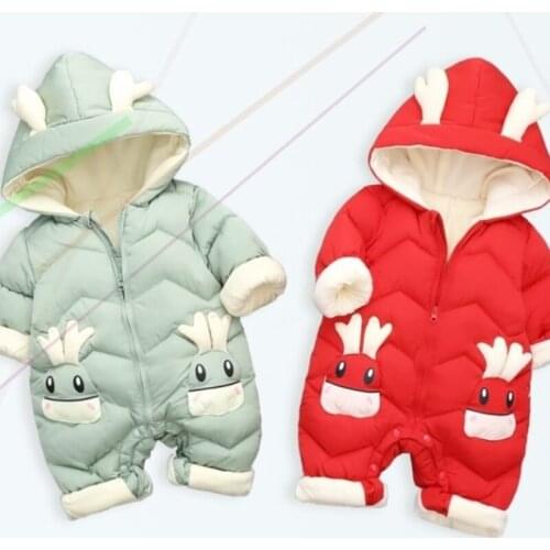 Winter Baby Snowsuit Cartoon Cattle Thick Warm Newborn Baby Girl Jumpsuit Toddler Snow Suit Baby Boy Rompers Overalls