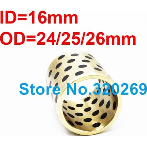 1PC JDB Oilless Impregnated Graphite Brass Copper Self Lubricant Embedded Bronze Bearing Bush ID 16Mm 16x24x10 16x25x20 16x26x28