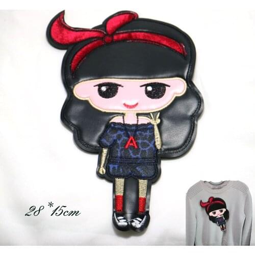 1pc PVC girl embroidery Patches for clothing DIY sew on cartoon parches Embroidery lace appliques