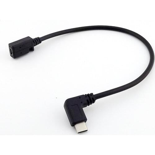 10pcs USB 3.1 Type-C Angled Male to Mini USB Female Charging Data Sync Cable Cord 25cm