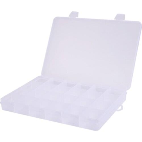 24 Compartments Plastic Box Case Jewelry Bead Storage Container Craft Organizer