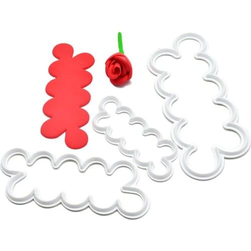 3pcs/pack 3D Petal Cake Cutter Flower Fondant Icing Tool Molding Roses Carnations Peony Shape Decorating Mould DIY Baking