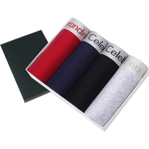 ZJX Boxer Shorts Mens 4Pcs\lot Underwear Soft Boxers Cotton Underpants Solid Shorts Plus Size XXXL Boxers Male Underwear