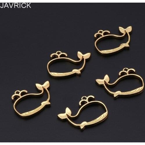 5Pcs Cartoon Whale Metal Frame Pendant Open Bezel Setting UV Resin Jewelry DIY