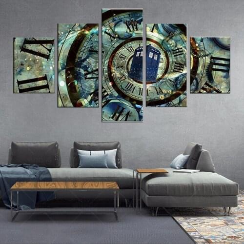 5 Piece Canvas Wall Arts Doctor Who Tardis Time Machine Poster Living Room Picture Of Bedroom Prints HD Home Decoration