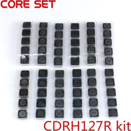 60pcs 12Values Shielded Inductor SMD Power Inductors Assortment Kit 4.7UH-470UH 12*12*7MM CDRH127R