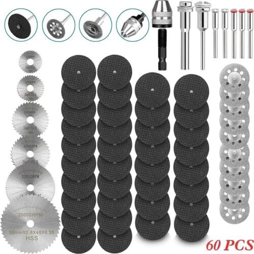 60pcs Diamond Cutting Discs Metal Saw Blade Set HSS Mini Circular Saw Blade For Dremel Rotary Tools Resin Cut-Off Wheels Diamond