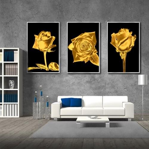 Nordic Abstract Golden Flower Canvas Painting Modern Style Picture Living Room Decoration Poster For Home Decor Wall Painting