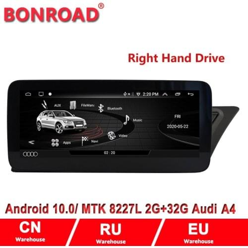 Bonroad Car Stereo 2 din Android 10 for A4 A5 S4 S5 2009-2016 Right Hand Drive 10.25" Screen GPS Navigation BT GPS Wifi CarPlay