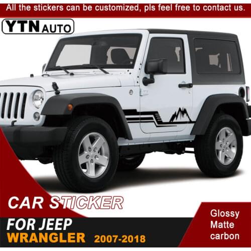 Car Decals Fit For Jeep Warngler Rubicon JK 2007 - 2018 Side Door Mountain Stripe Graphic Vinyl Car Modified Decoration Stickers