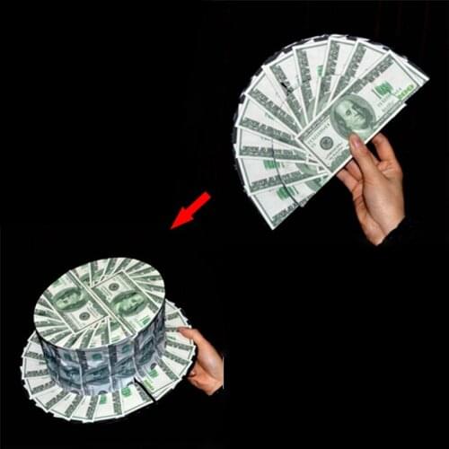 Bill Becomes a Top Hat (US Dollar Pattern) Magic Tricks Stage Magia Bill Fan to Bill Top Hat Magie Gimmick Props Accessories