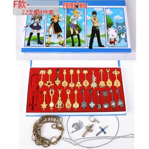 25pcs/set 6cm Fairy Tail Lucy Cosplay Key Keychain Scale & Free Pink Tattoo Heartfilia Sign Of The Zodiac Gold Key Key Pendant