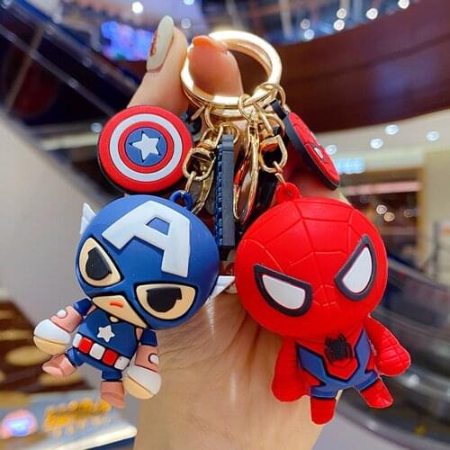 Disney Marvel Keychain Avengers Keychains Figure Iron Man Spiderman Captain America Keyring Bag Accessories Cartoon Kid Toy Gift