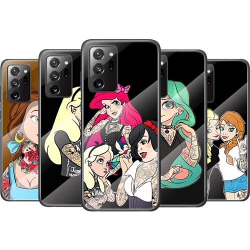 Tempered Glass Cover Disney Tattoo princess For Samsung Galaxy M51 M31 M21 A70 A50 A40 A30 A20 A10 Phone Case Capa