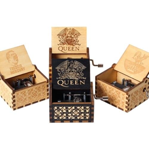 Hot Wooden Hand Crank Queen Music Box Bohemian Rhapsody Theme Love Dad Love Mom You Are Our Sunshine birthday Christmas Gift