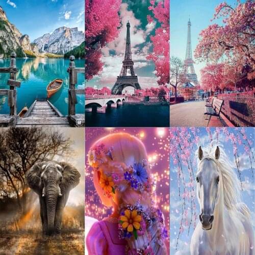 Family landscape painting 5D handmade landscape cross stitch paste Diamond mosaic pattern decorative painting