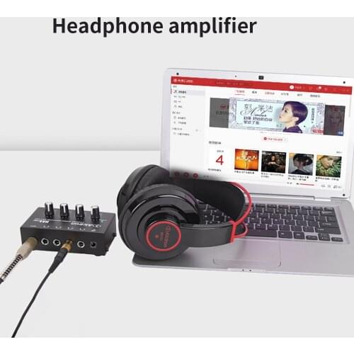 Kebidu HA400 Protable Audio Amplifier 4 Channels Sound amplifier Mini Audio interface Headphone Ultra-compact with Adapter Amp