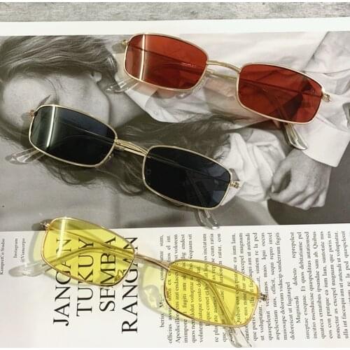 2021 Classic Candy Color Glasses Retro Small Oval Womens Sungalsses Brand Shades Metal Rectangular Korea Fashion Eyewear