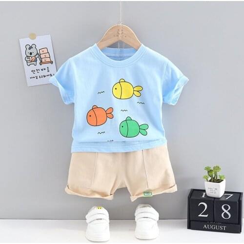 Summer 100% Cotton Kids Clothing Sets Cartoons Childrens Clothing Baby Boys Clothes T-shirt+Shorts 2 Pcs Clothing for Boys 1-5y