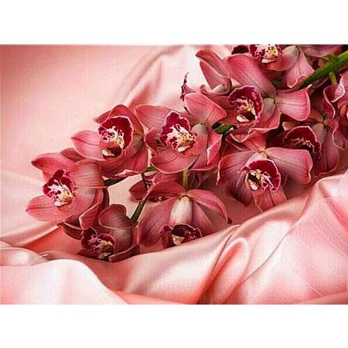 Handmade needlework diy diamond painting kit diamond embroidery plant full rhinestone red orchid cross stitch A883N