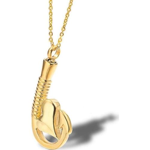 Stainless Steel Heart Gold Hookz Cremation Urn Pendant Necklace Jewelry Gift For Him with Chain